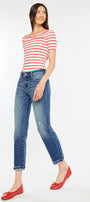 Evelin Mid Rise Cropped Straight Jeans - Official Kancan USA