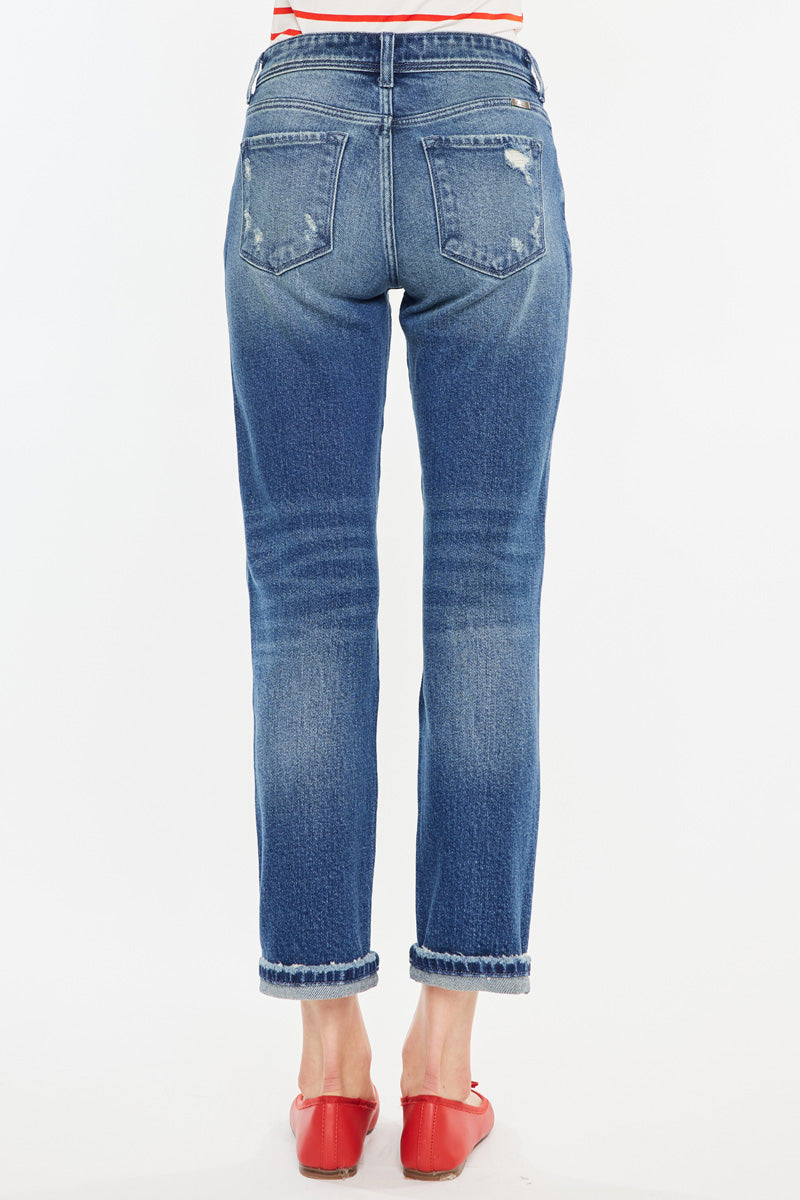 Evelin Mid Rise Cropped Straight Jeans - Official Kancan USA