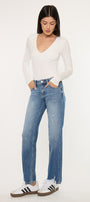 Thalia Mid Rise True Straight Leg Jeans - Official Kancan USA