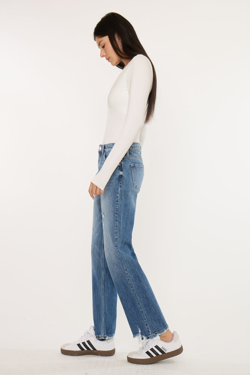 Thalia Mid Rise True Straight Leg Jeans - Official Kancan USA