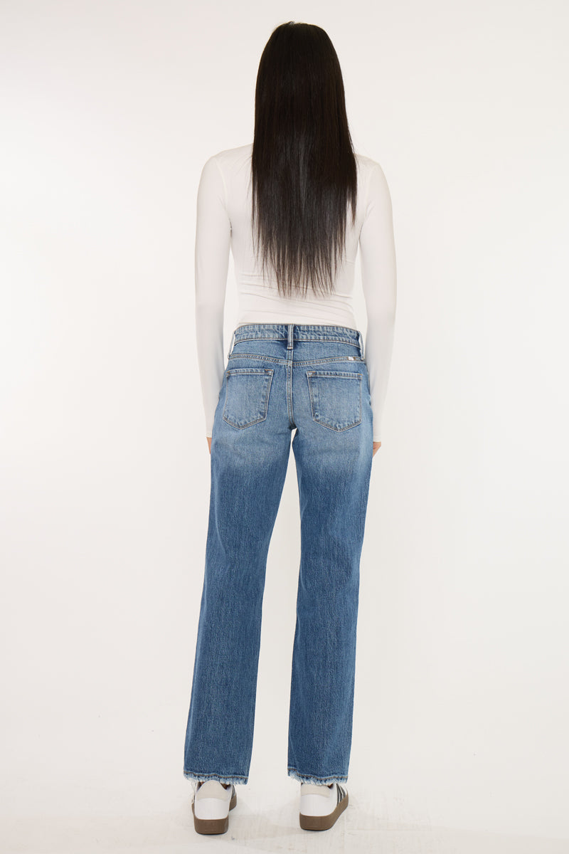 Thalia Mid Rise True Straight Leg Jeans - Official Kancan USA