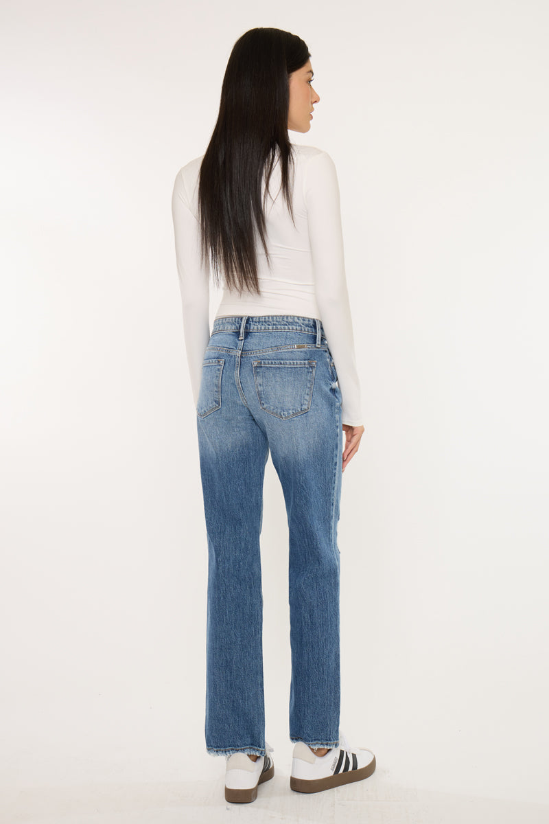 Thalia Mid Rise True Straight Leg Jeans - Official Kancan USA