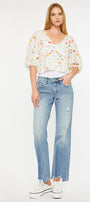 Thalia Mid Rise True Straight Leg Jeans - Official Kancan USA