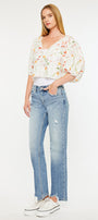 Thalia Mid Rise True Straight Leg Jeans - Official Kancan USA