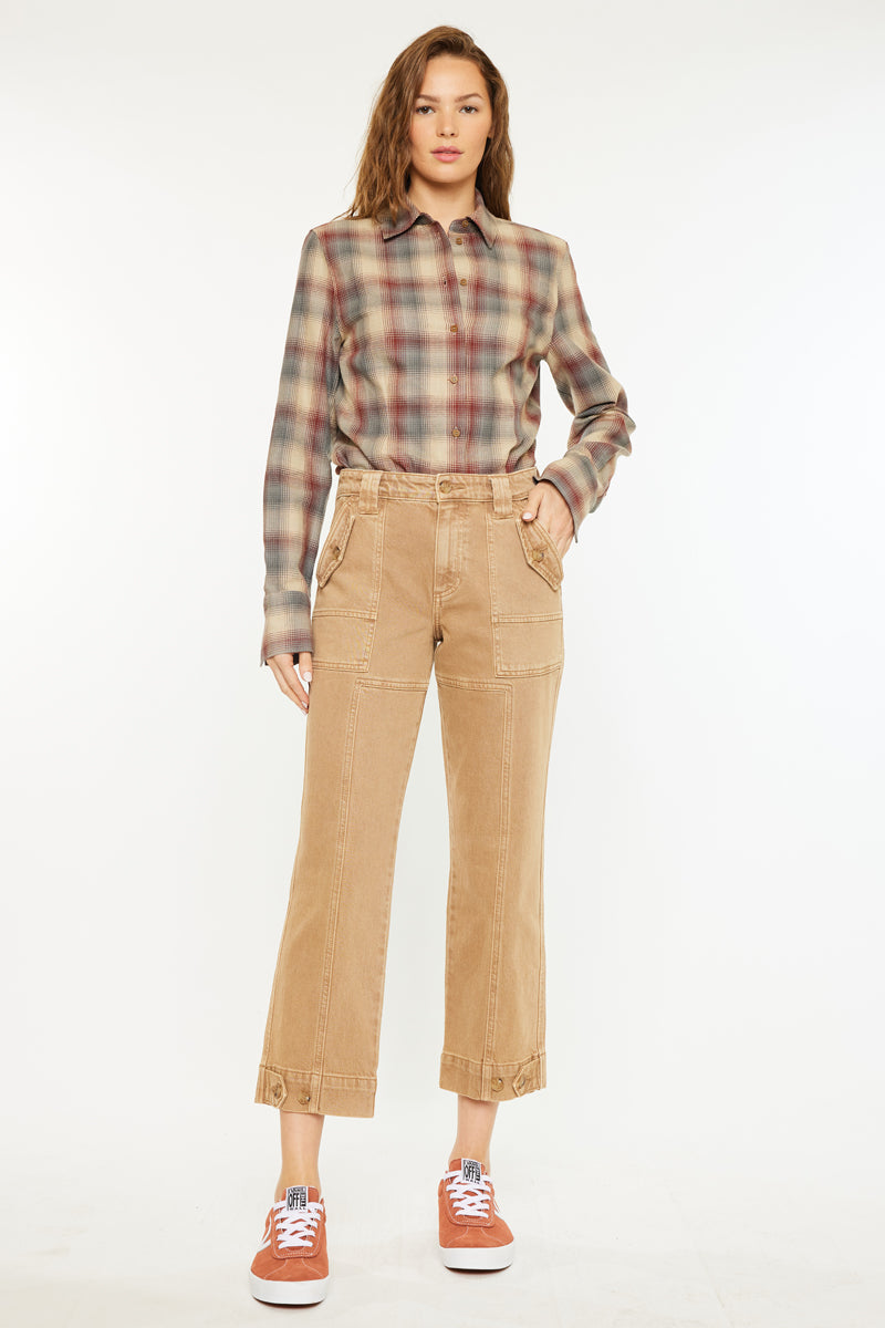 Ronnie High Rise Slim Straight Leg Cargo Jeans - Official Kancan USA