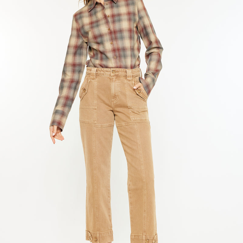 Ronnie High Rise Slim Straight Leg Cargo Jeans - Official Kancan USA