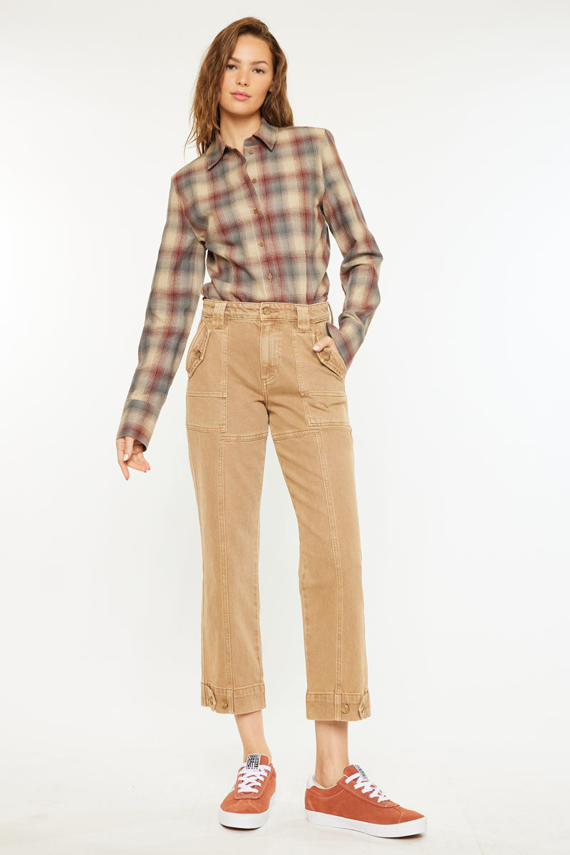 Ronnie High Rise Slim Straight Leg Cargo Jeans - Official Kancan USA