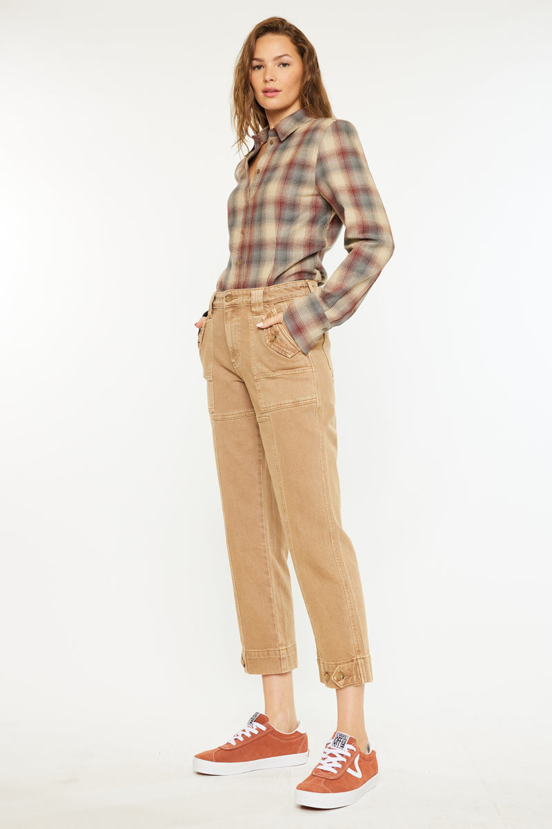 Ronnie High Rise Slim Straight Leg Cargo Jeans - Official Kancan USA