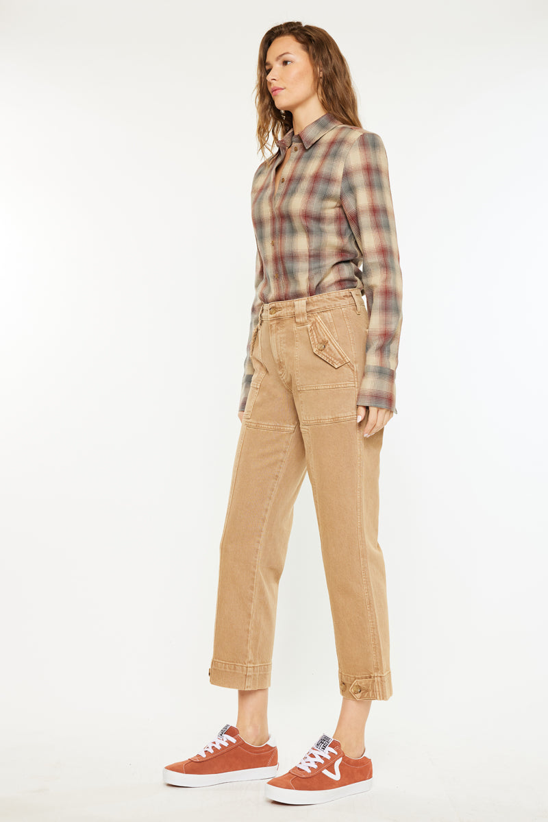 Ronnie High Rise Slim Straight Leg Cargo Jeans - Official Kancan USA