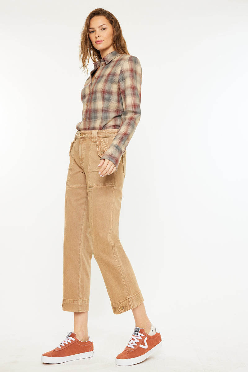Ronnie High Rise Slim Straight Leg Cargo Jeans - Official Kancan USA