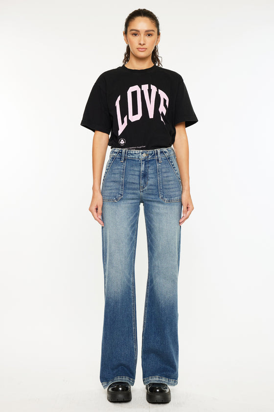 Melody High Rise Wide Flare Jeans - Official Kancan USA