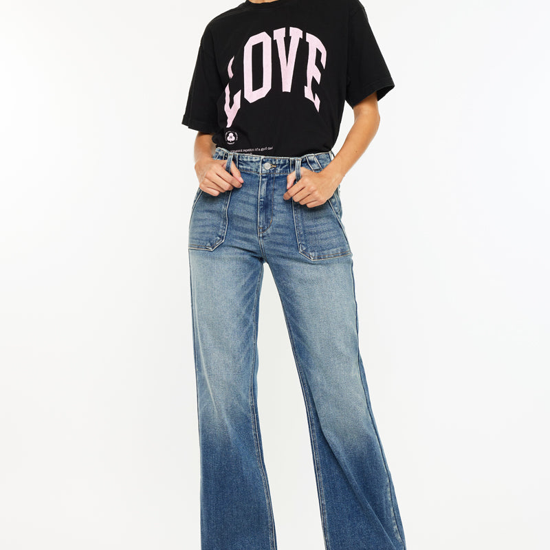 Melody High Rise Wide Flare Jeans - Official Kancan USA