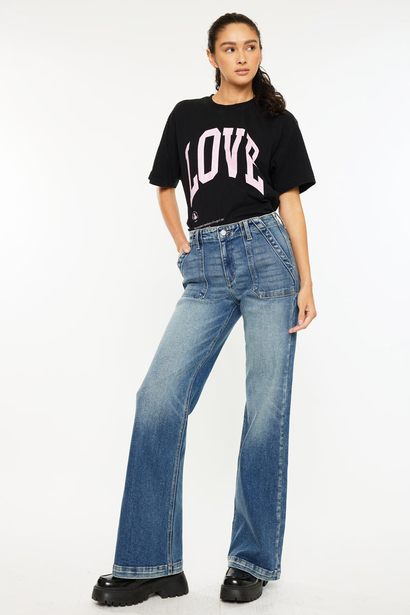 Melody High Rise Wide Flare Jeans - Official Kancan USA