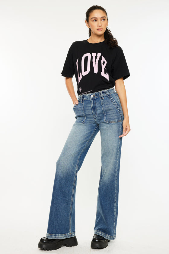 Melody High Rise Wide Flare Jeans - Official Kancan USA