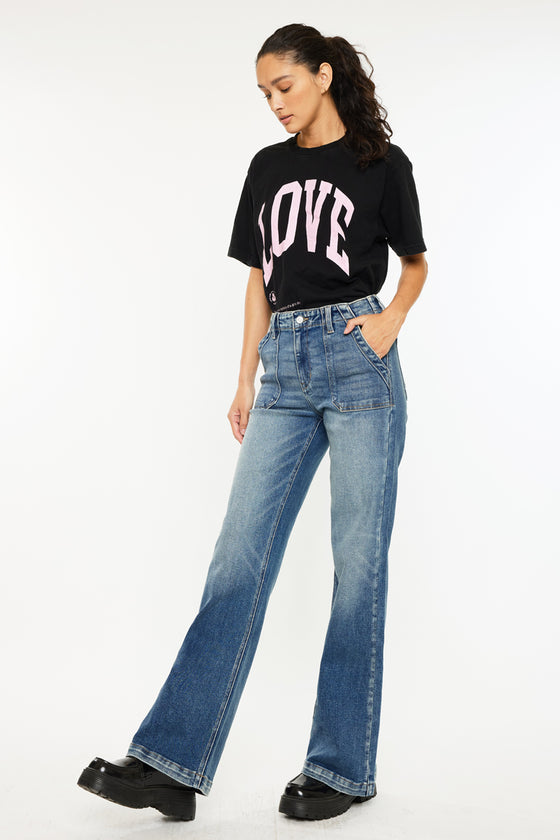 Melody High Rise Wide Flare Jeans - Official Kancan USA