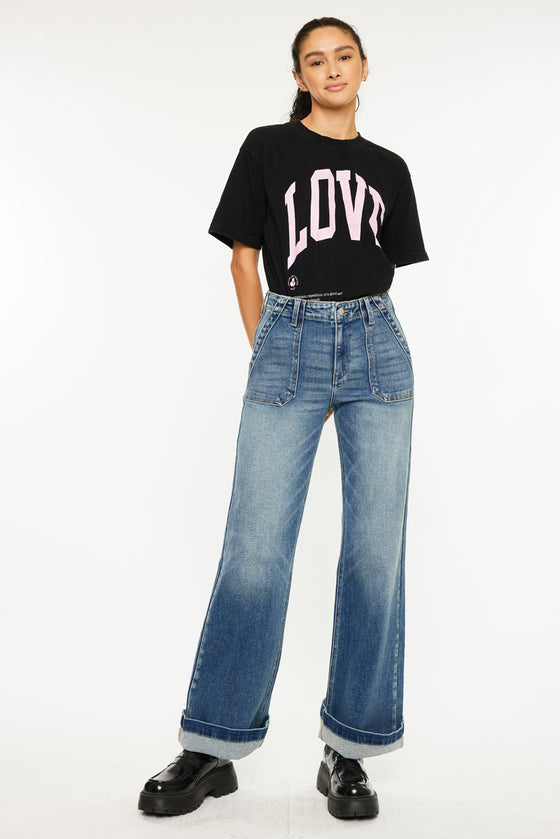 Melody High Rise Wide Flare Jeans - Official Kancan USA