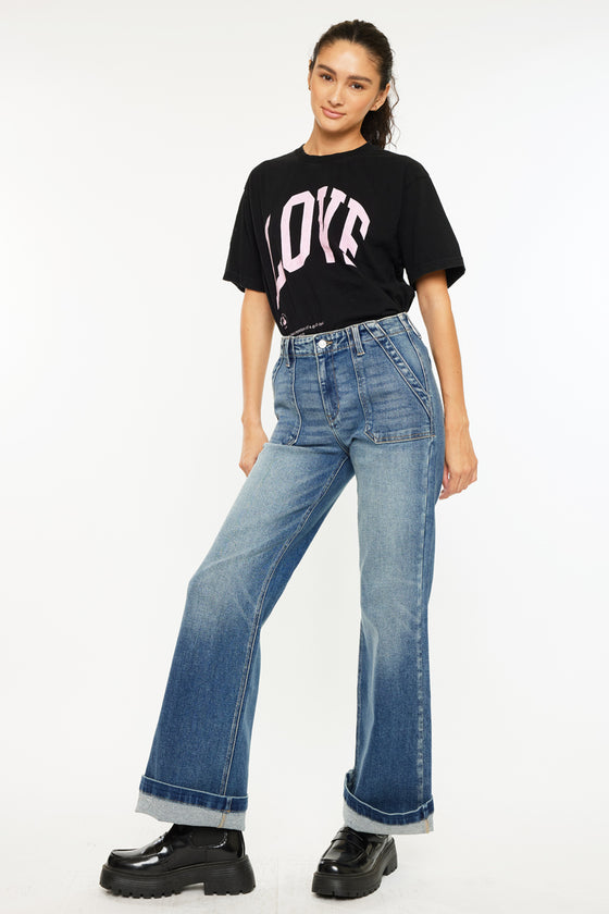 Melody High Rise Wide Flare Jeans - Official Kancan USA