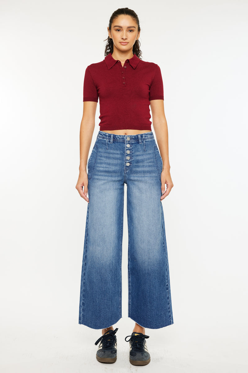 Aliana High Rise Crop Wide Leg Jeans - Official Kancan USA