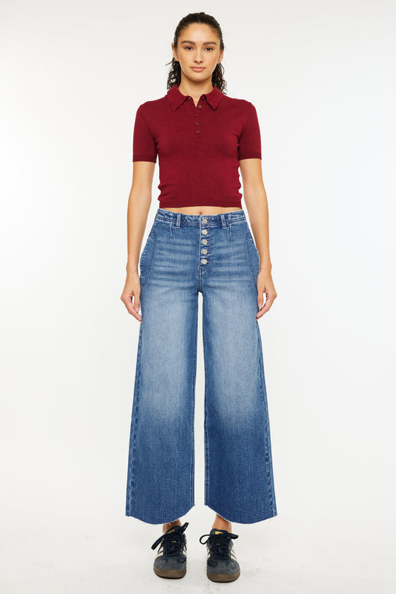 Aliana High Rise Crop Wide Leg Jeans - Official Kancan USA