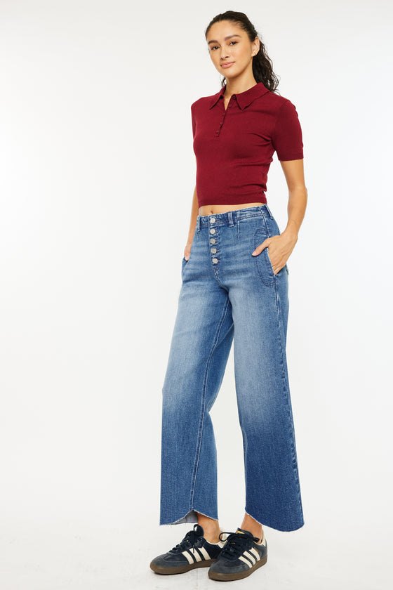 Aliana High Rise Crop Wide Leg Jeans - Official Kancan USA