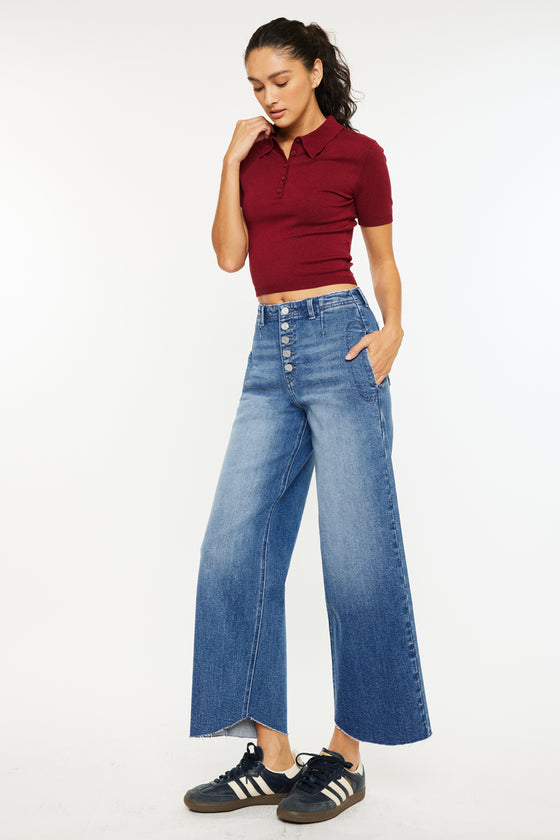 Aliana High Rise Crop Wide Leg Jeans - Official Kancan USA