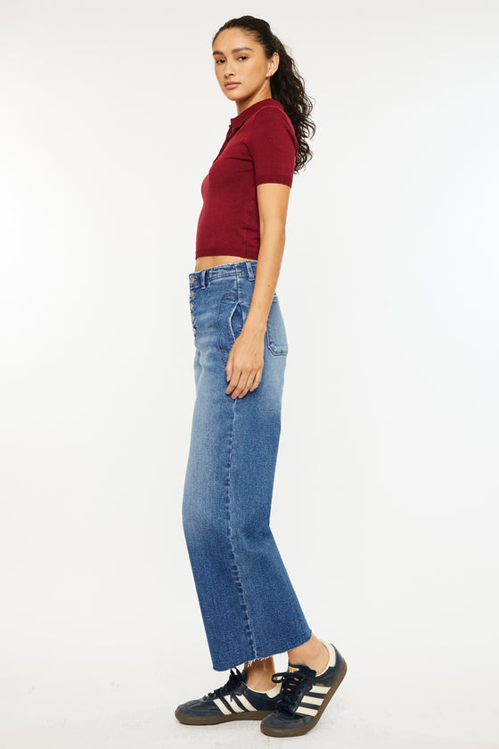 Aliana High Rise Crop Wide Leg Jeans - Official Kancan USA