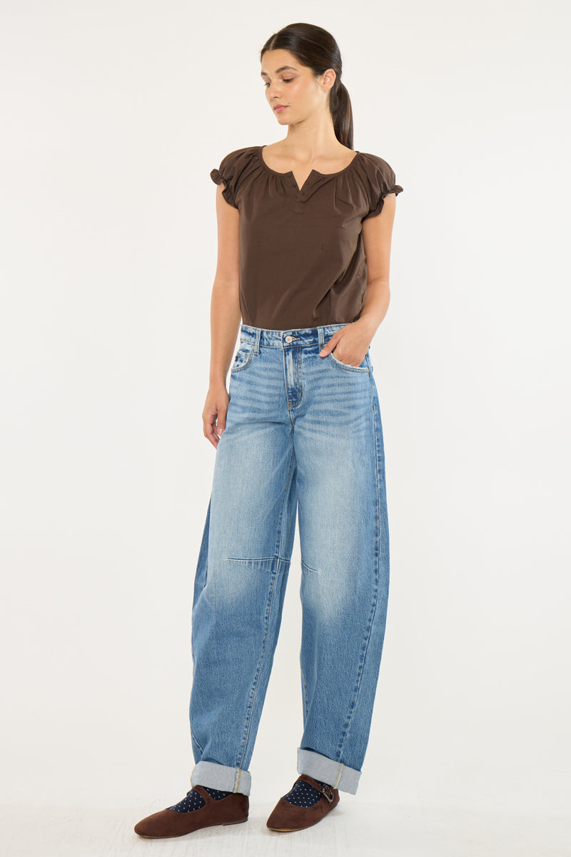 Karin Low Slung Horseshoe Jeans | Trendy Curved Fit – Kancan USA