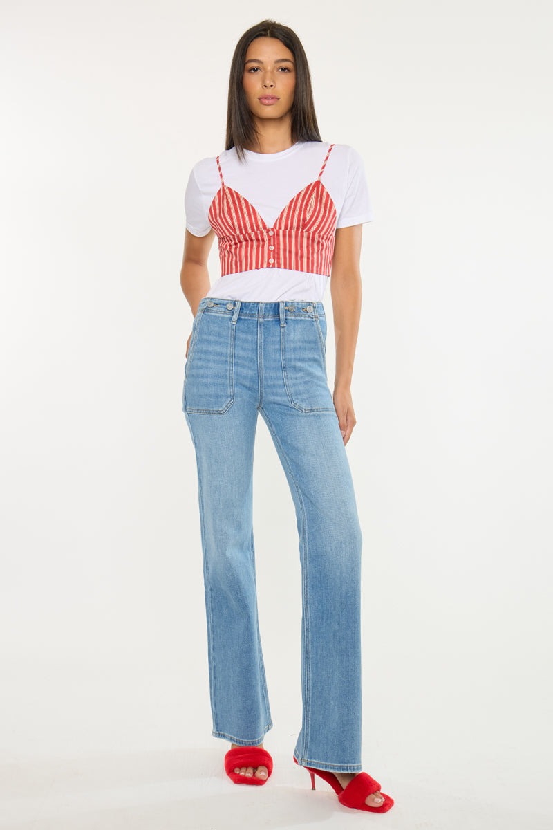Jane High Rise Wide Flare Jeans - Official Kancan USA