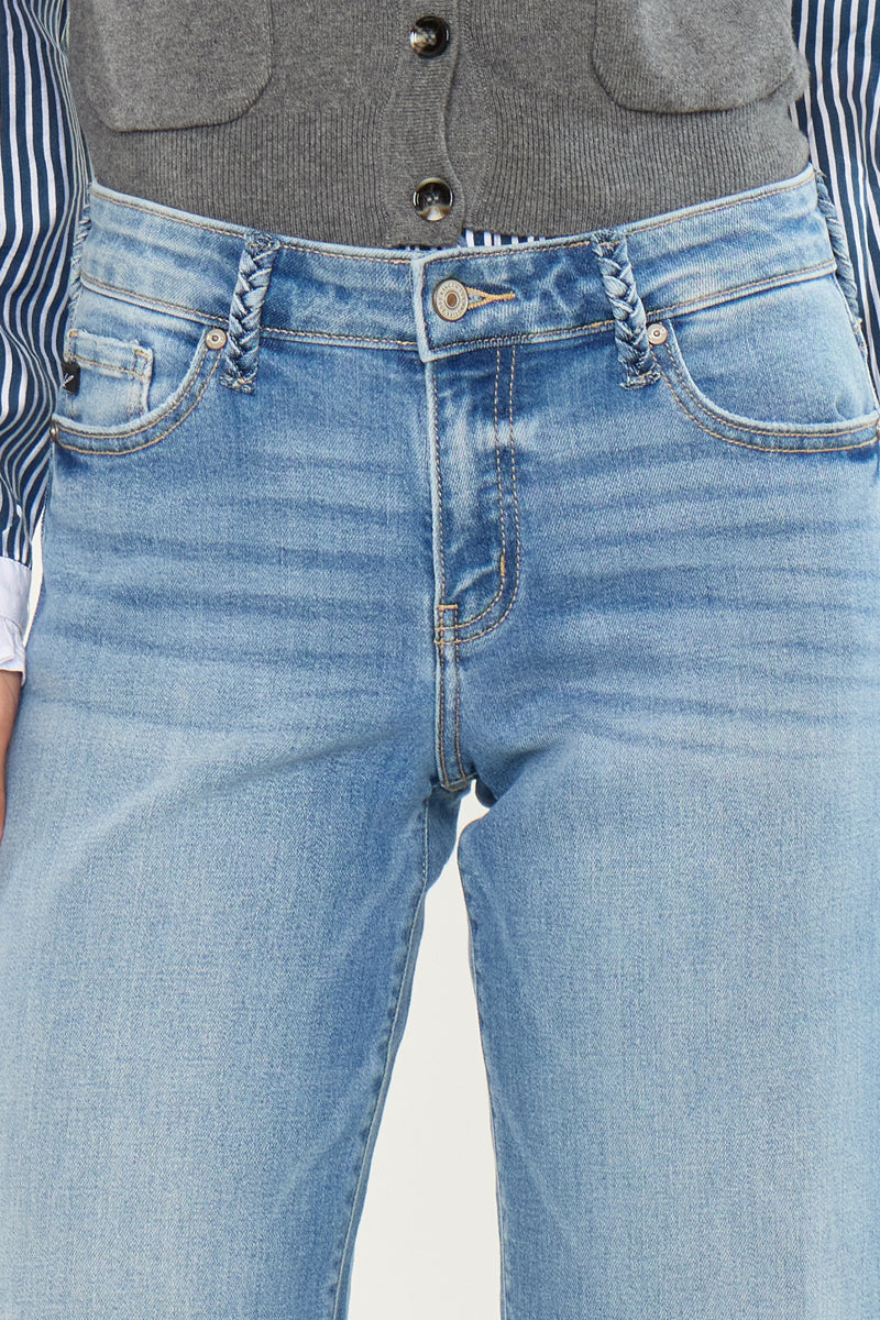 Kenny Mid Rise Crop Wide Leg Jeans - Official Kancan USA