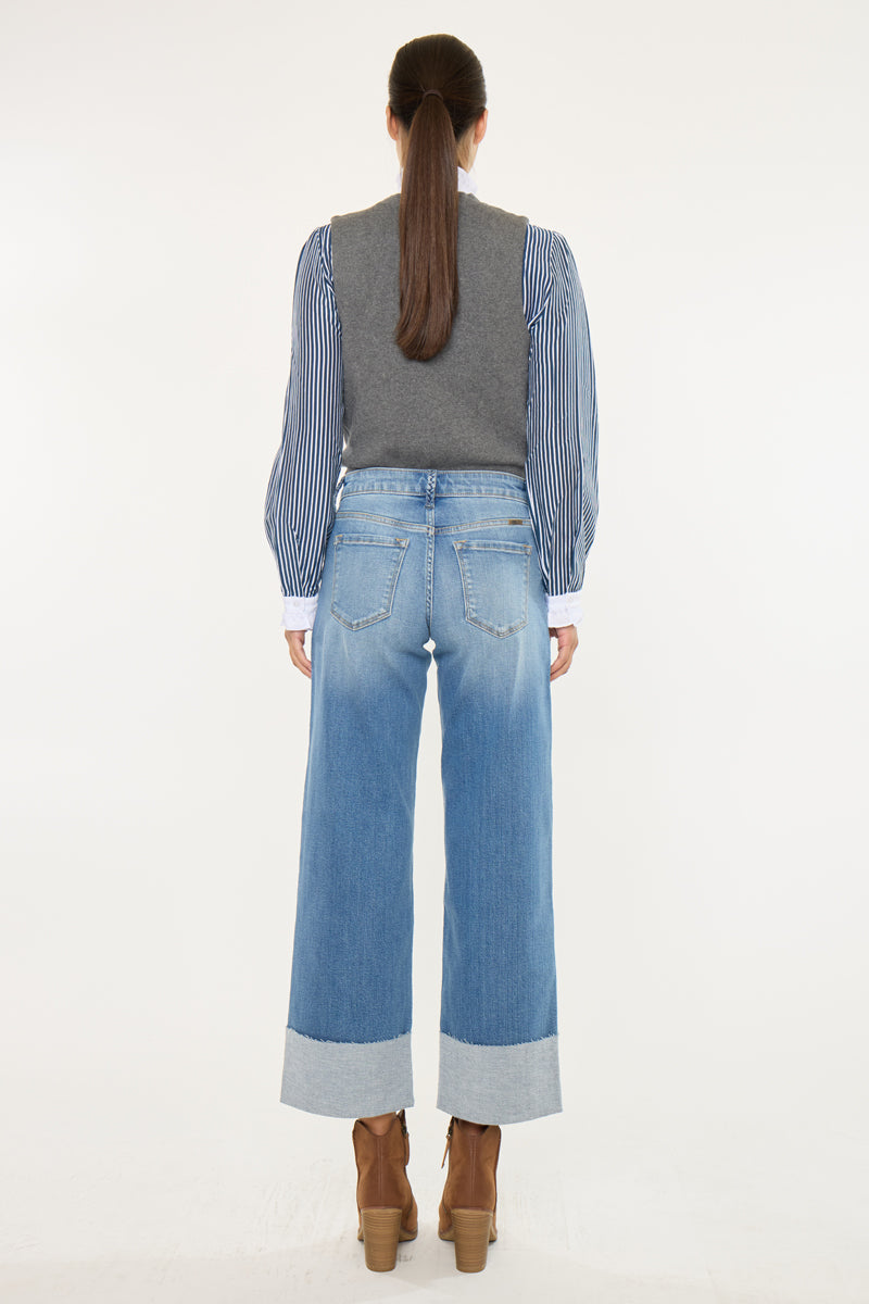 Kenny Mid Rise Crop Wide Leg Jeans - Official Kancan USA