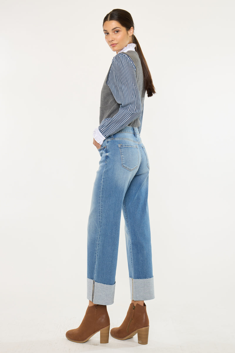 Kenny Mid Rise Crop Wide Leg Jeans - Official Kancan USA