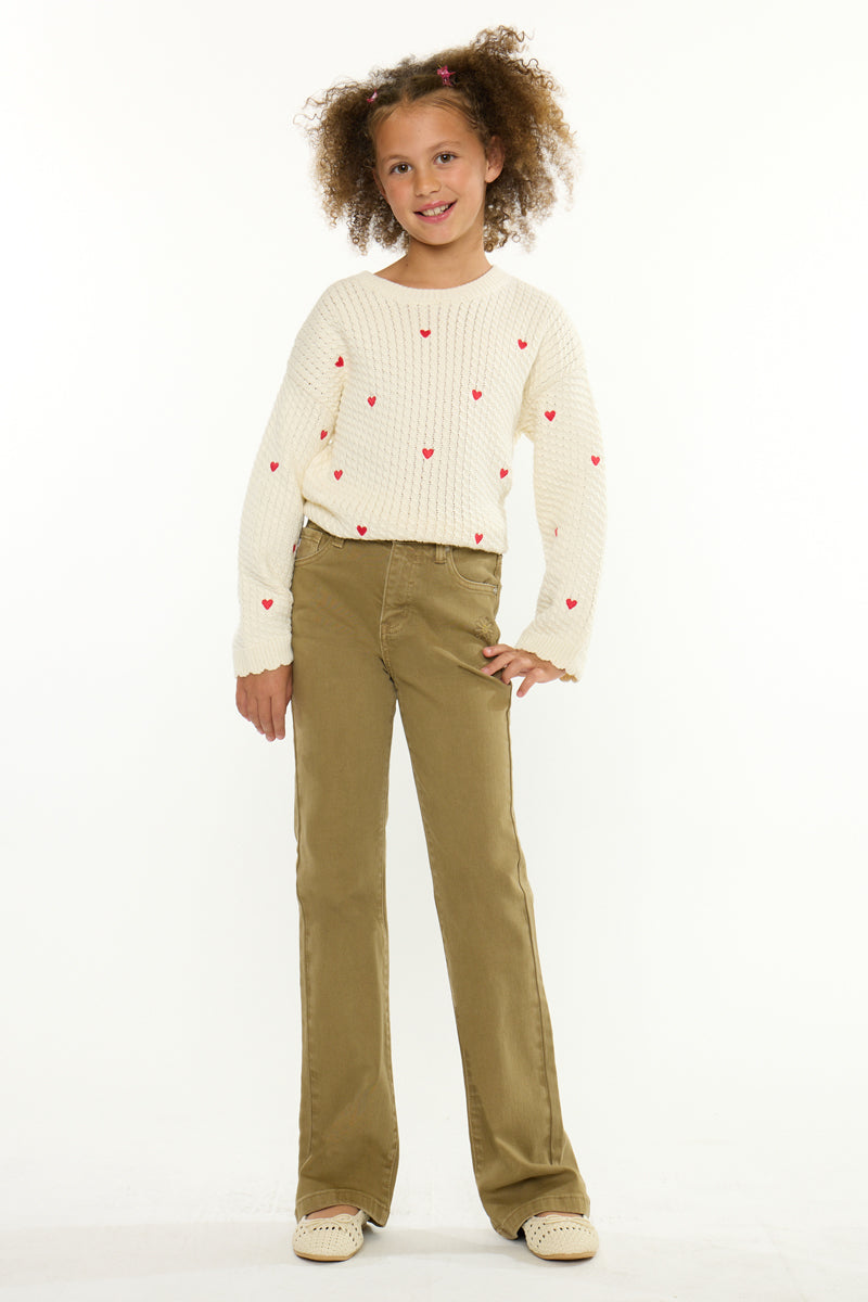 Ezra High Rise Kids Flare Jeans – Stretch Denim - Official Kancan USA