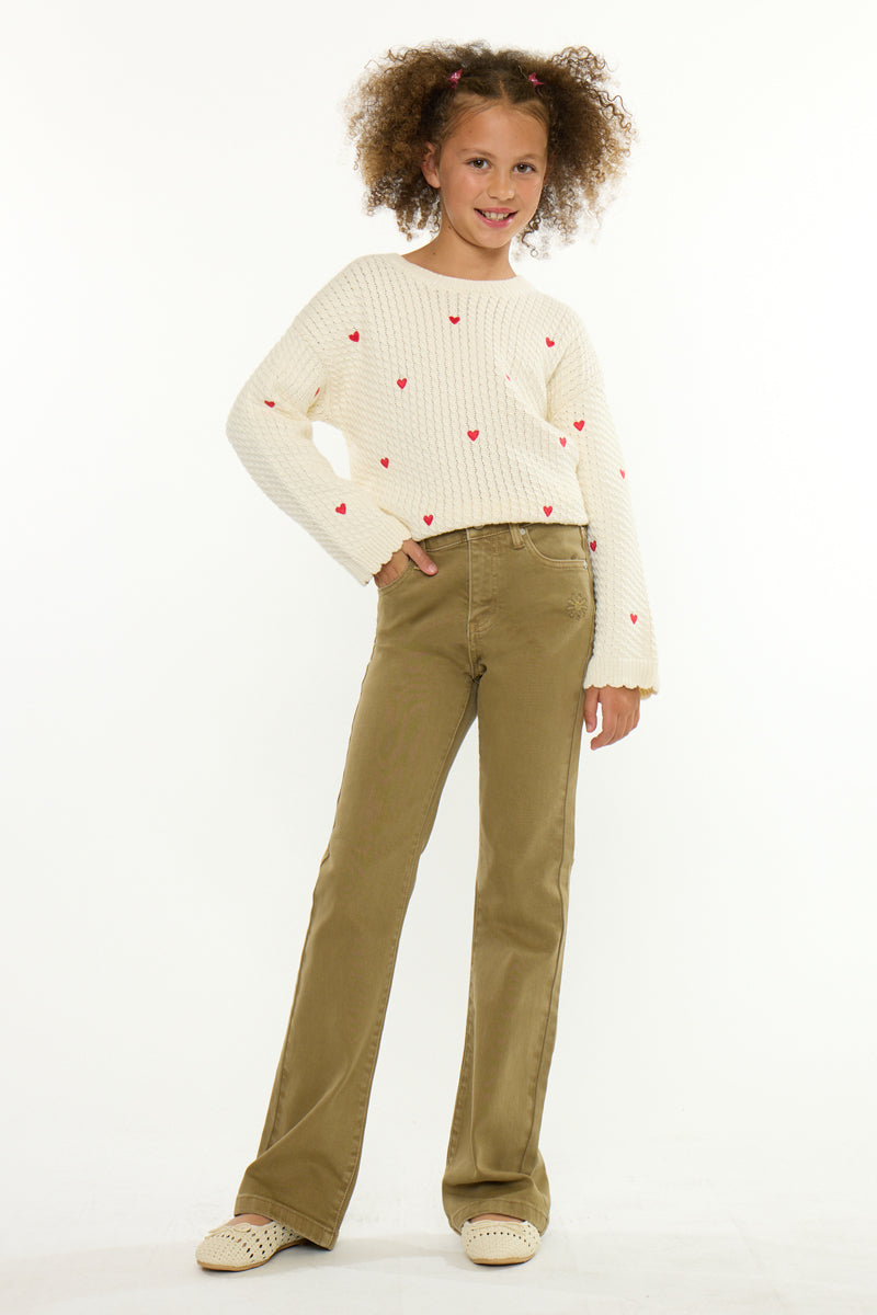 Ezra High Rise Kids Flare Jeans – Stretch Denim - Official Kancan USA