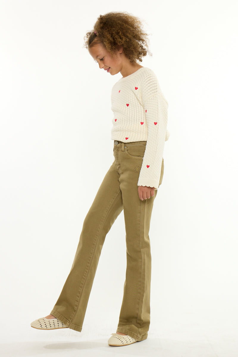 Ezra High Rise Kids Flare Jeans – Stretch Denim - Official Kancan USA