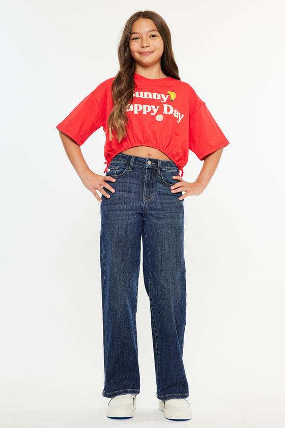 Andy High Rise Wide Leg Kids Jeans