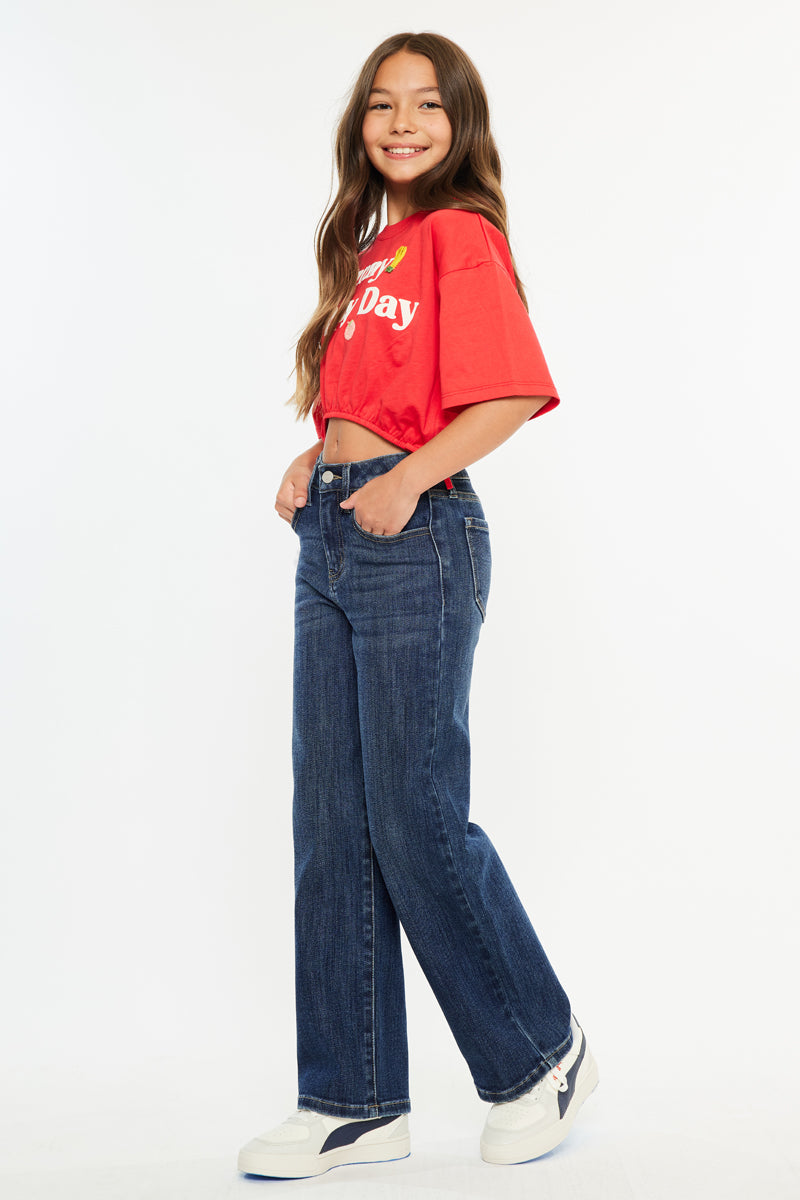Andy High Rise Wide Leg Kids Jeans - Official Kancan USA