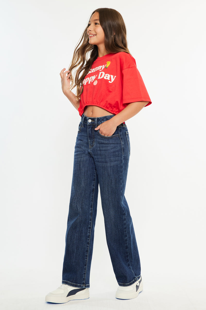 Andy High Rise Wide Leg Kids Jeans - Official Kancan USA