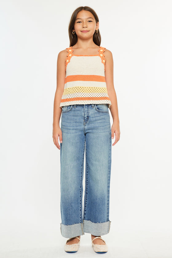 Leslie High Rise Kids Crop Wide Leg - Official Kancan USA