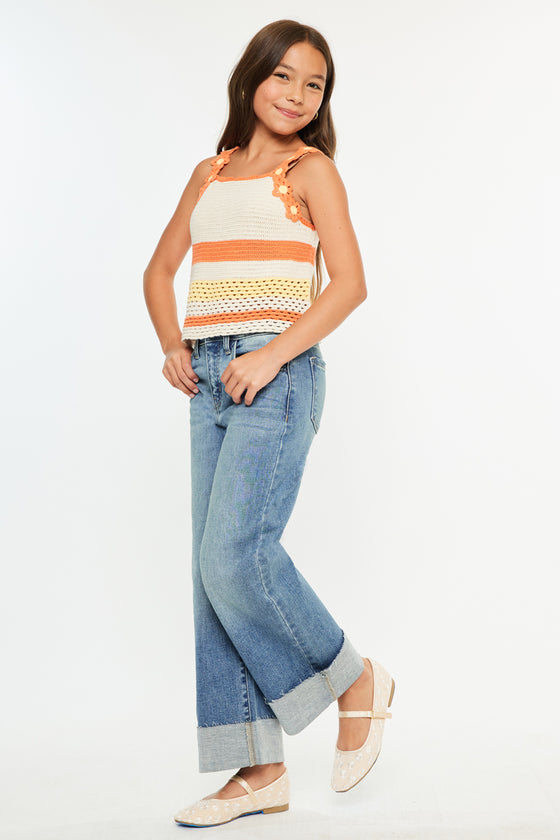 Leslie High Rise Kids Crop Wide Leg - Official Kancan USA