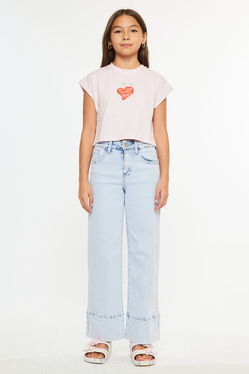 Kassie High Rise Kids Crop Wide Jeans | Comfy Fit – Kancan USA