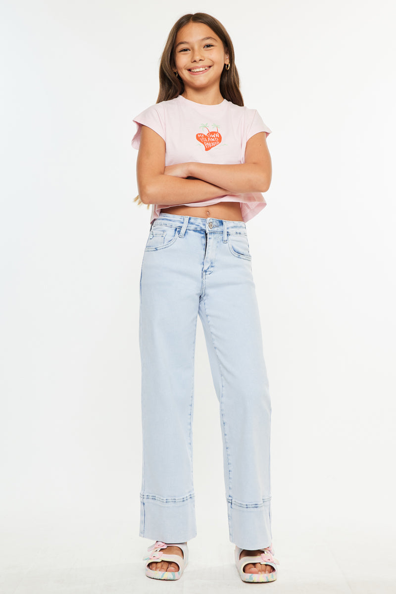 Kassie High Rise Kids Crop Wide Jeans | Comfy Fit – Kancan USA