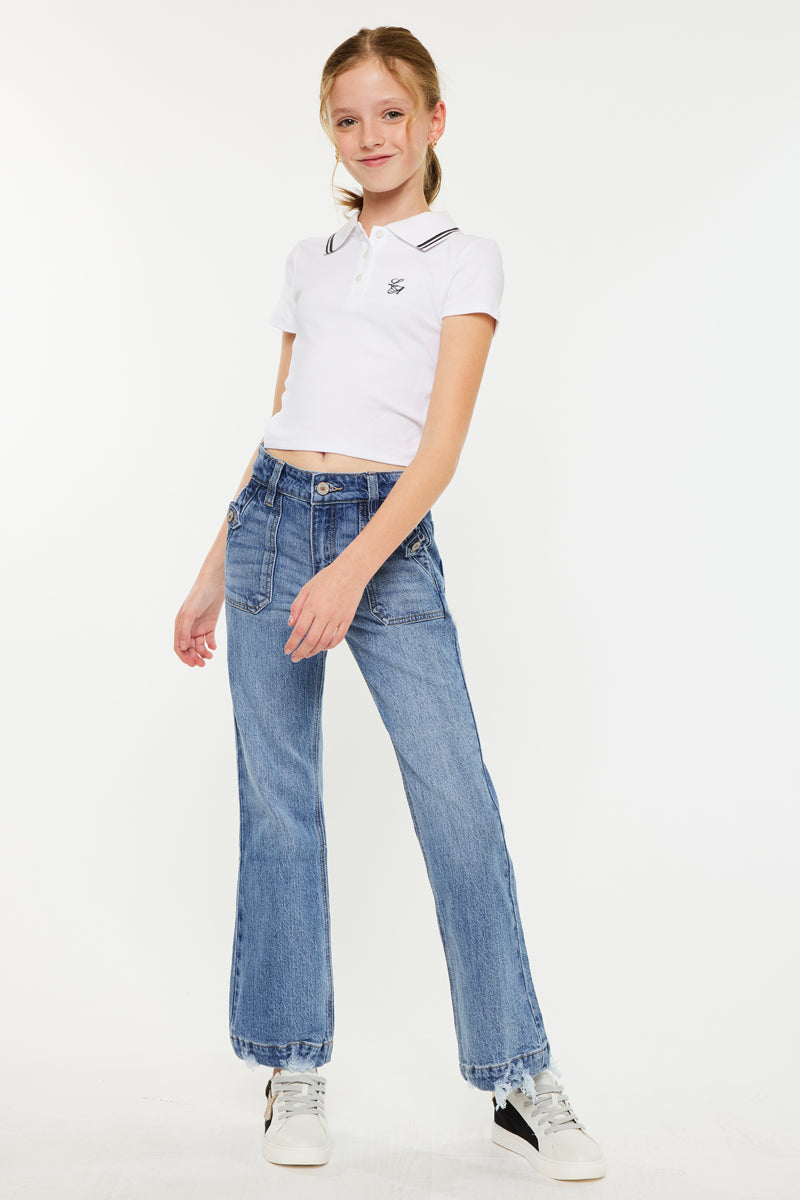 Sherri High Rise Wide Leg Flare Kid Jeans - Official Kancan USA