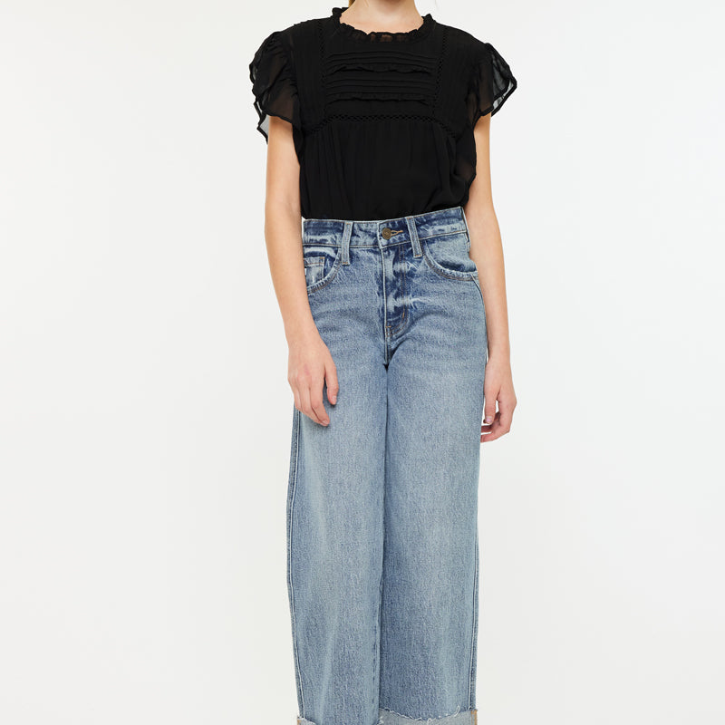 Danielle High Rise Kids Cropped Wide Leg - Official Kancan USA