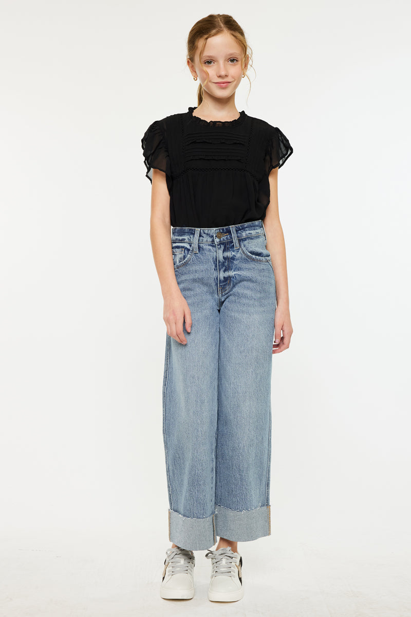 Danielle High Rise Kids Cropped Wide Leg - Official Kancan USA