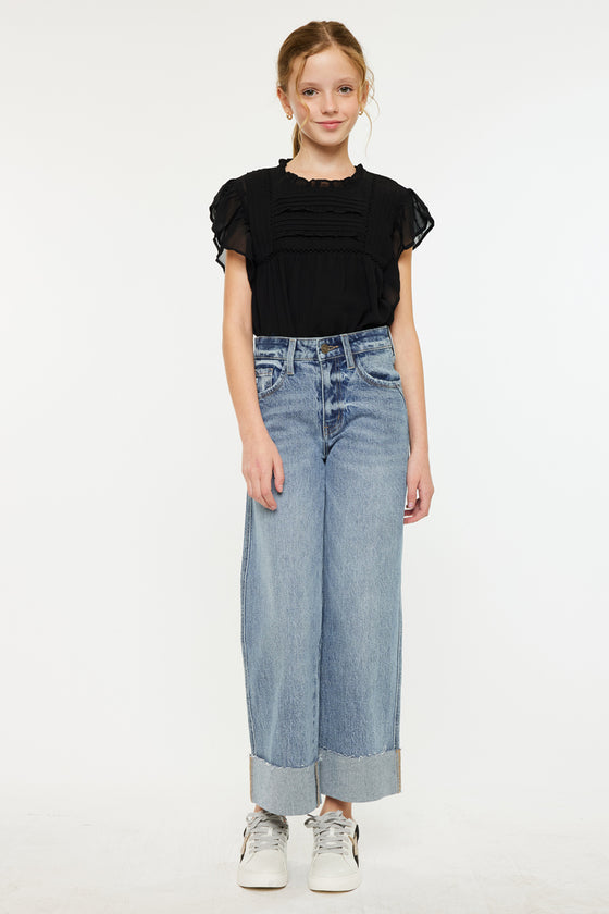 Danielle High Rise Kids Cropped Wide Leg - Official Kancan USA