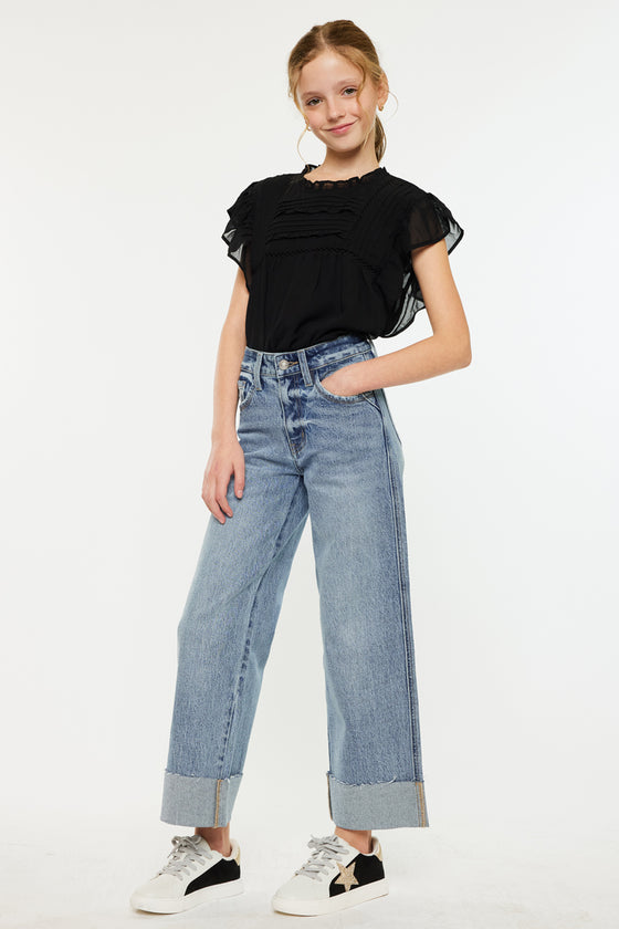 Danielle High Rise Kids Cropped Wide Leg - Official Kancan USA