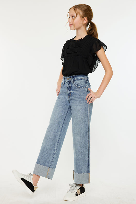 Danielle High Rise Kids Cropped Wide Leg - Official Kancan USA