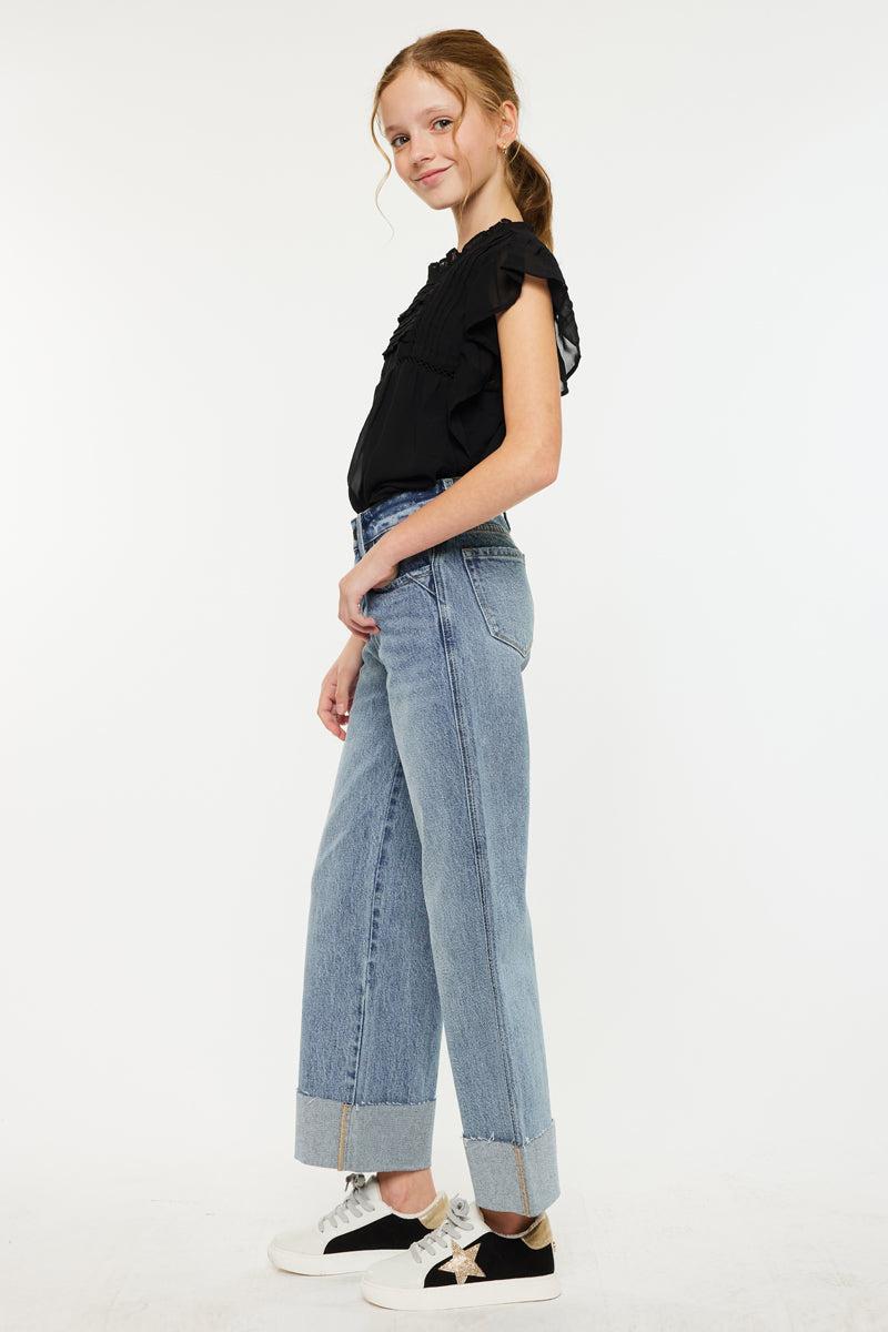 Danielle High Rise Kids Cropped Wide Leg - Official Kancan USA