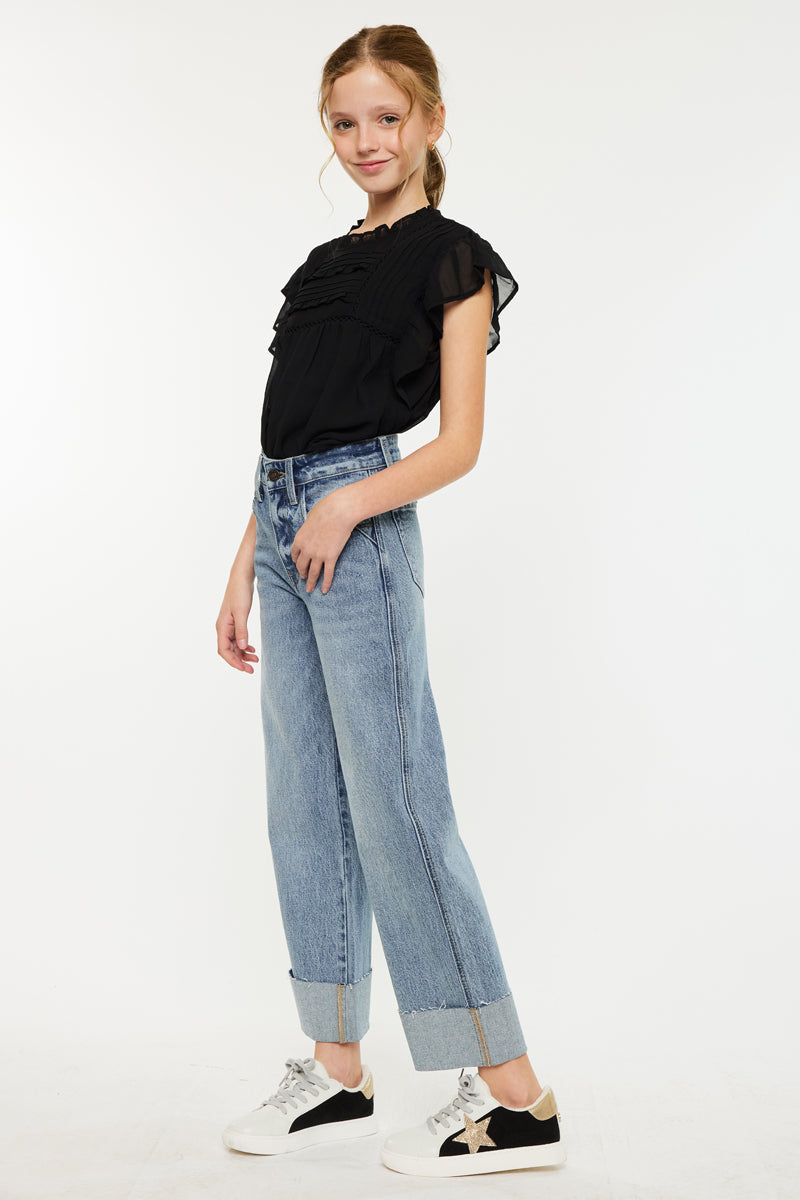 Danielle High Rise Kids Cropped Wide Leg - Official Kancan USA