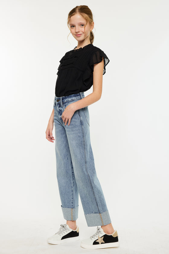 Danielle High Rise Kids Cropped Wide Leg - Official Kancan USA